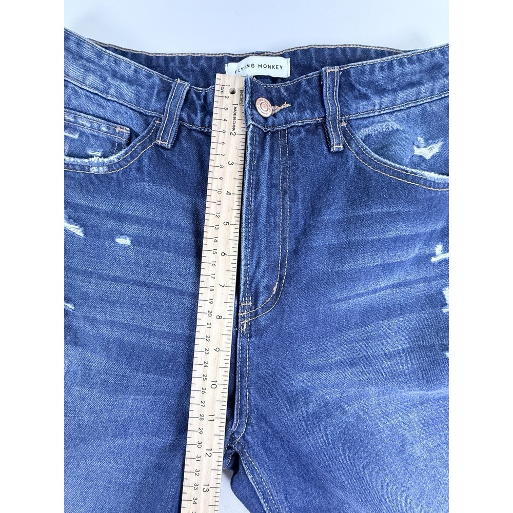 Flying Monkey Jeans Womens 29 High Rise Wide Leg Distressed Raw Hem Blue F4570D - Picture 6 of 9